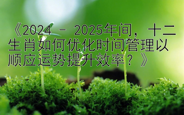 《2024 - 2025年间，十二生肖如何优化时间管理以顺应运势提升效率？》