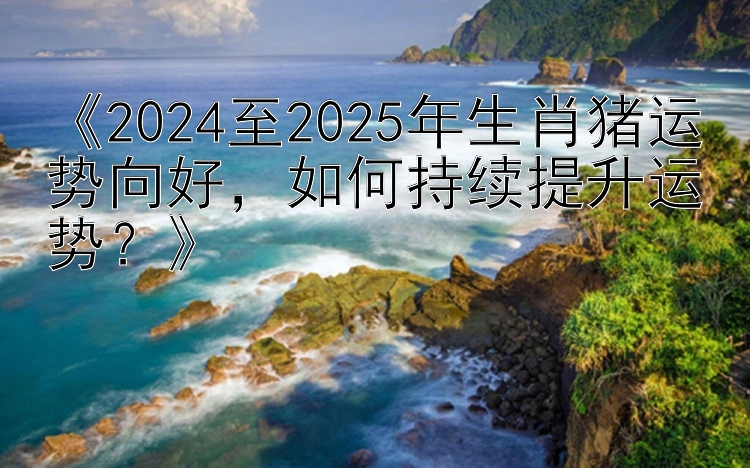 《2024至2025年生肖猪运势向好，如何持续提升运势？》