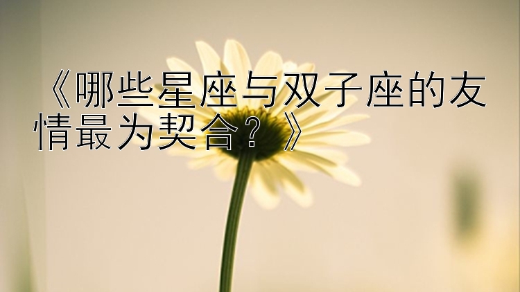 《哪些星座与双子座的友情最为契合？》