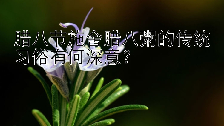 腊八节施舍腊八粥的传统习俗有何深意？