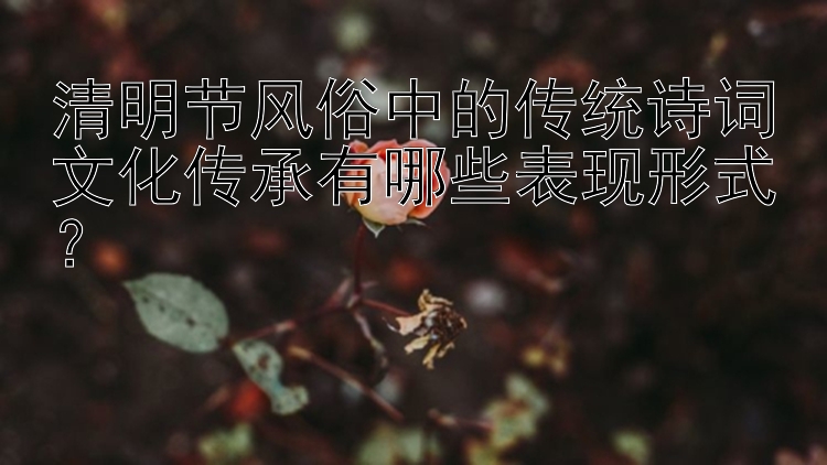 清明节风俗中的传统诗词文化传承有哪些表现形式？