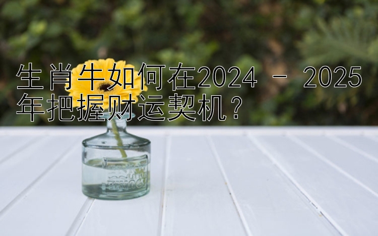 生肖牛如何在2024 - 2025年把握财运契机？