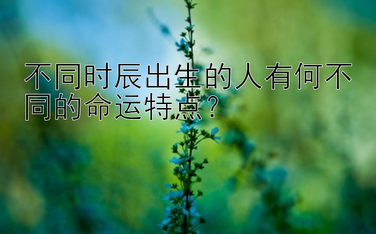 不同时辰出生的人有何不同的命运特点？