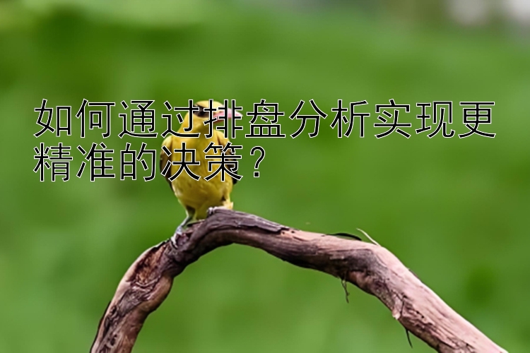 如何通过排盘分析实现更精准的决策？