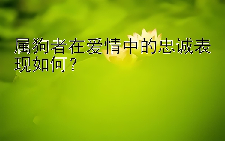 属狗者在爱情中的忠诚表现如何？