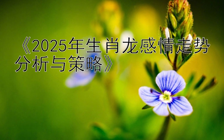 《2025年生肖龙感情走势分析与策略》