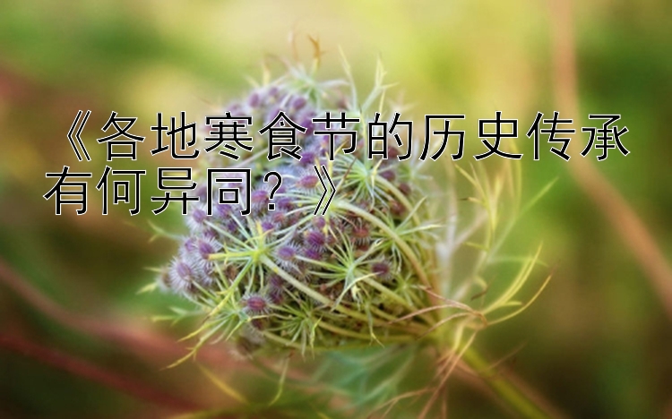 《各地寒食节的历史传承有何异同？》