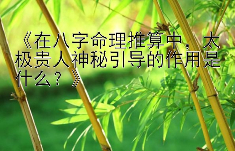 《在八字命理推算中，太极贵人神秘引导的作用是什么？》