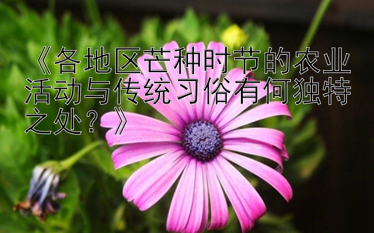 《各地区芒种时节的农业活动与传统习俗有何独特之处？》