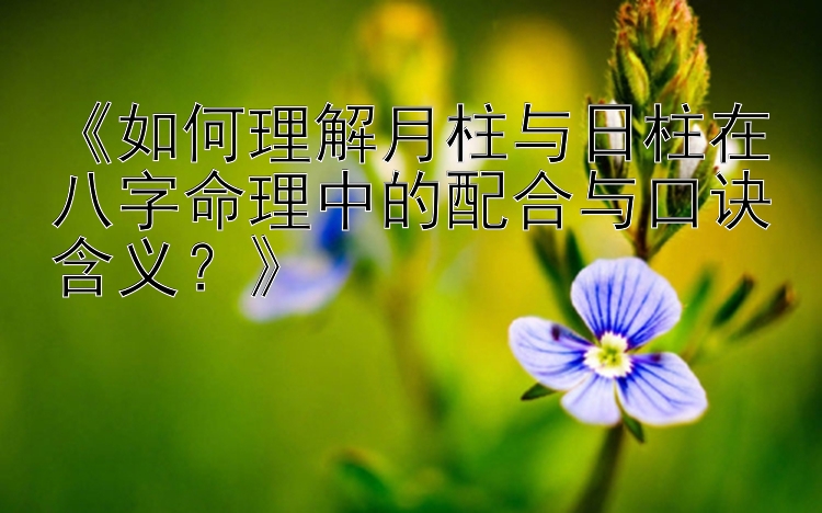 《如何理解月柱与日柱在八字命理中的配合与口诀含义？》