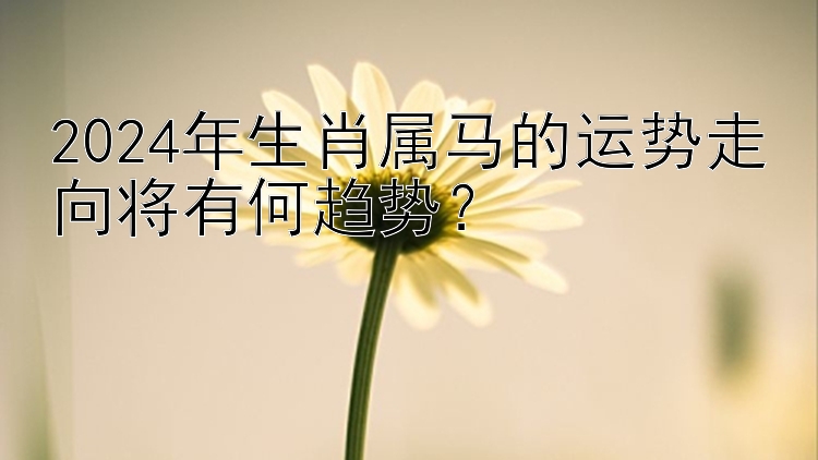 2024年生肖属马的运势走向将有何趋势？