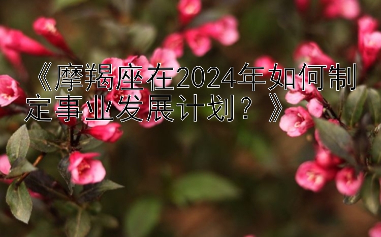 《摩羯座在2024年如何制定事业发展计划？》