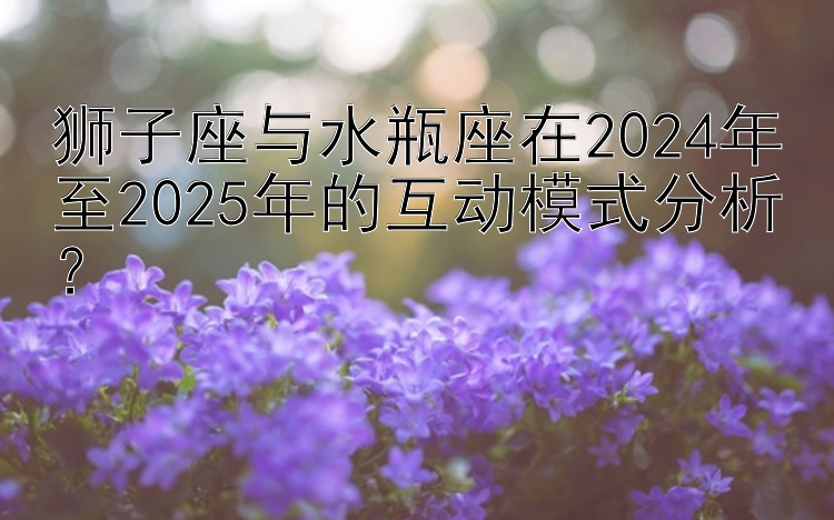 狮子座与水瓶座在2024年至2025年的互动模式分析？