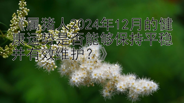 《属猪人2024年12月的健康运势是否能够保持平稳并有效维护？》