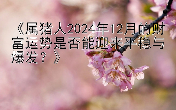 《属猪人2024年12月的财富运势是否能迎来平稳与爆发？》