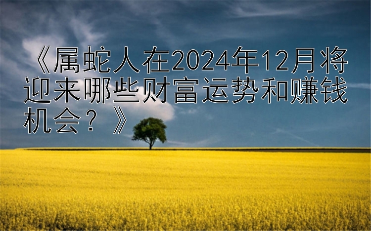 《属蛇人在2024年12月将迎来哪些财富运势和赚钱机会？》