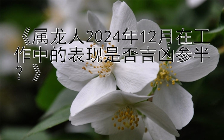 《属龙人2024年12月在工作中的表现是否吉凶参半？》