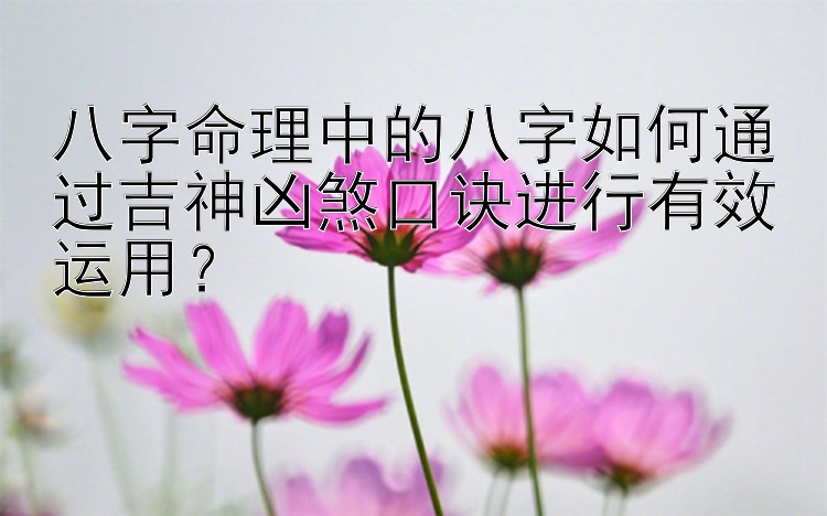 八字命理中的八字如何通过吉神凶煞口诀进行有效运用？