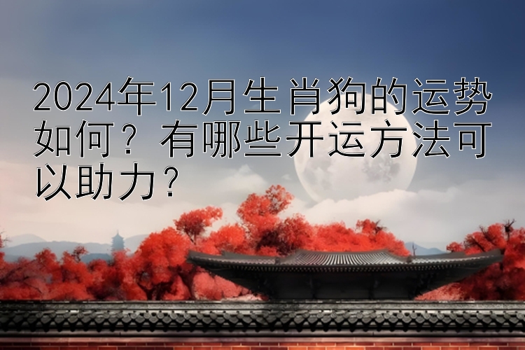 2024年12月生肖狗的运势如何？有哪些开运方法可以助力？