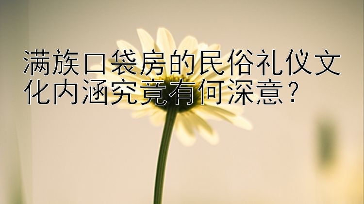 满族口袋房的民俗礼仪文化内涵究竟有何深意？