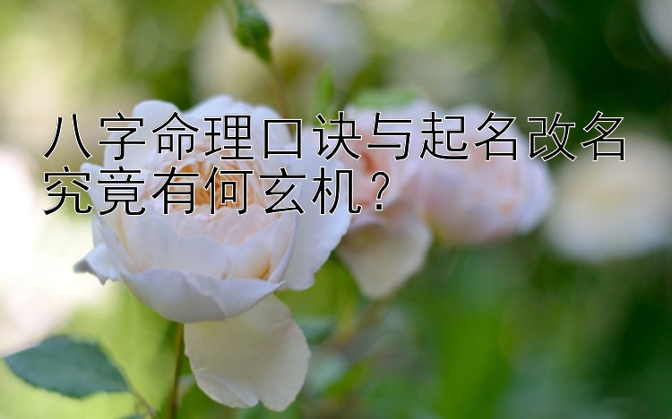 八字命理口诀与起名改名究竟有何玄机？