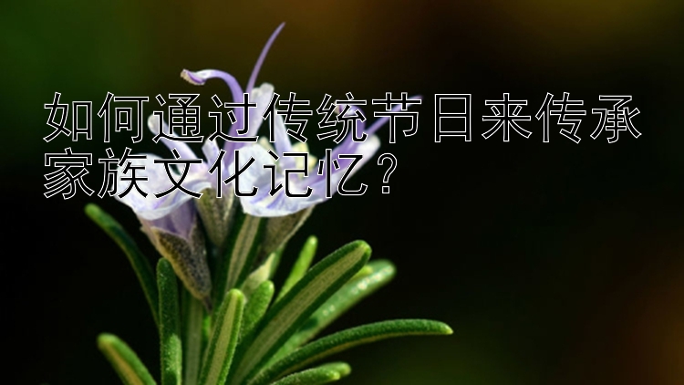 如何通过传统节日来传承家族文化记忆？