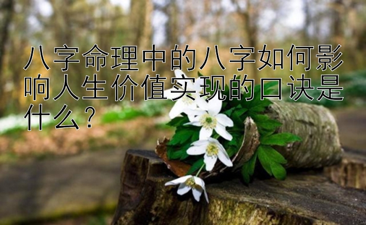 八字命理中的八字如何影响人生价值实现的口诀是什么？