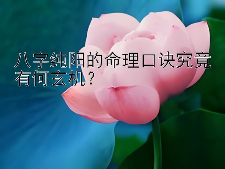 八字纯阳的命理口诀究竟有何玄机？