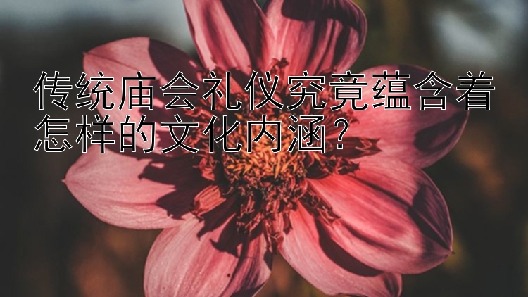 传统庙会礼仪究竟蕴含着怎样的文化内涵？