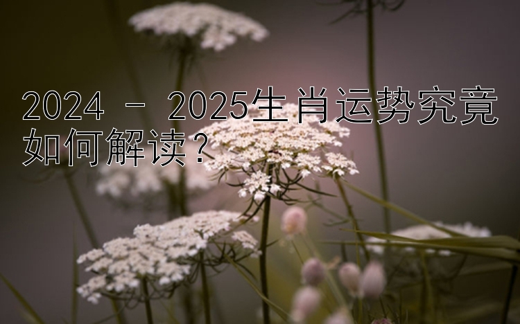 2024 - 2025生肖运势究竟如何解读？